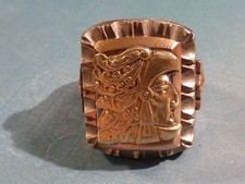 Mexican Biker Ring Vtg.Trimetal 1940-50s Iconic AZTEC EAGLE WARRIOR CROWN'BEST'