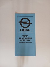 OPEL Tarif de la gamme 83