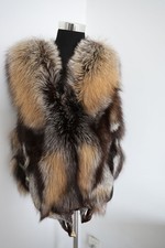 100% Genuine fox fur vest /fur jacket/ fur scarf/ cape//brown fur collar /shawl