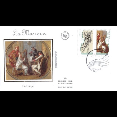 Fdc soie musique lyre et - soie, musique,