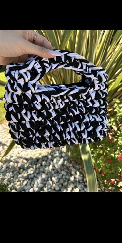 Sac main crocheté noir - sac, à