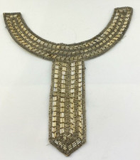 Vintage Art Deco Beaded Applique Silver Egyptian Revival Style