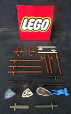 LEGO Weapons Lot Castle Medieval Axe Spear Bow Shield Sword Retro Vintage 80s