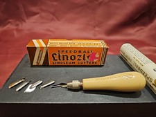 VINTAGE Speedball Linozip Linoleum Cutters & 5 blades w/Original Box