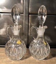 Paire Pichets Huile Vinaigre Cristal Echt Kristal Gepresst H 19,4 Cm