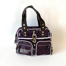 George Gina & Lucy Room Mate SH Patent Nylon Bag Purple Large Satchel Handbag