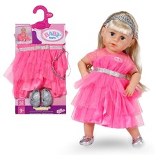 BABY born prinsessenset - Met roze tule poppenjurk, kroon & glitterschoentjes - 