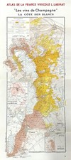 Champagne Region France Wine Atlas Map (La Cote Des Blancs) Louis Larmat 1944