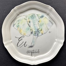 Anthropologie Linea Carta Diva Pyari Letter E Elephant Canape Appetizer Plate