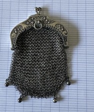 Porte Monnaie Maille Argent Massif Bourse Aumônière de Châtelaine Fin XIXè