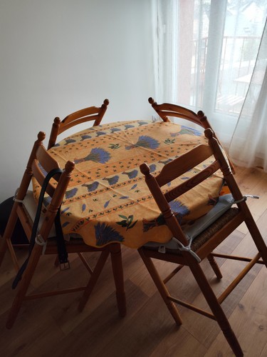 Table ronde bois pin - table,