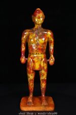 Old Natural Hetian Jade Medicine Acupuncture Body Acupoint Human Model Statue