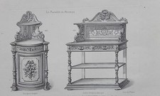 Cutting shelf corner ENGRAVING the MAGASIN dE FURNITURE Victor QUETIN 19th century
