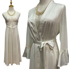 My Body Bridal Creamy White Heart Lace Nightgown & Robe Peignoir Set size S