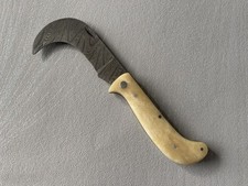 Couteau de poche serpette crochet os Damas