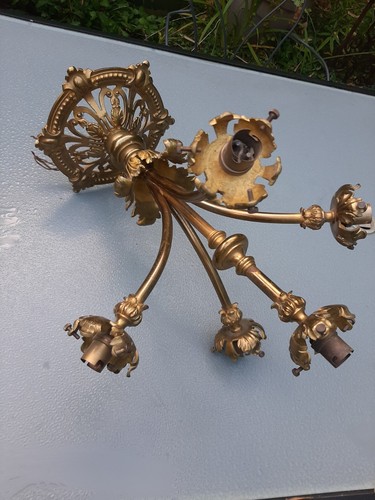 Lustre bronze dore cinq - bronze,