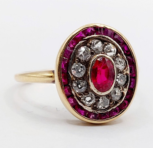 Bague cible art - deco, rose