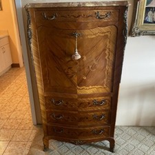 Mid 20th Century French Louis XVI Style  Marble Top Secretaire Abattant
