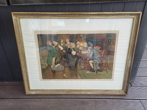 CADRE DORE AVEC LITHOGRAPHIE