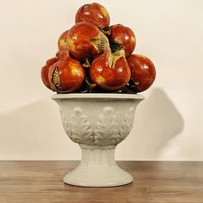 VTG MCM Majolica Italian Glazed Ceramic Pomegranate Topiary in Bassano Style