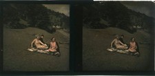 AUTOCHROME  STEREO PLAQUE DE VERRE 6X13 PIKNIK DANS LE PARC