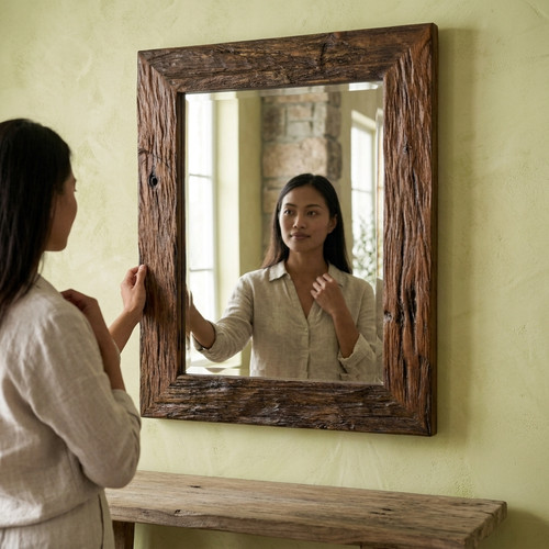 Miroir teck vieux chêne - miroir,