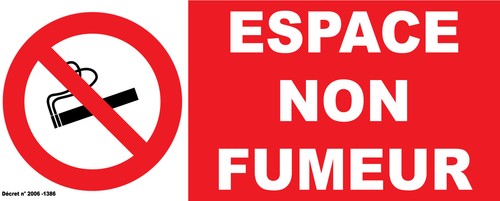 Panneau espace non fumeur - non, fumeur"