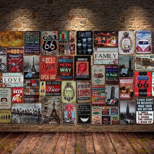 Vintage retro tin signs - retro,