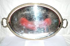Large Antique Silver Metal Tray Goldsmith Poirier Dumonteil 40x75