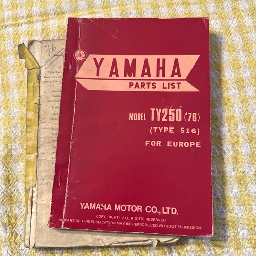 Parts list yamaha 250 76 - ty,