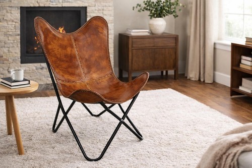 Bkf chaise papillon cuir - papillon, en