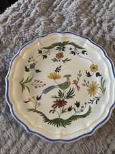 Gien Oiseau de Paradis 7 1/4" Salad  Plate YELLOW RIM BAND Bird of Paradise