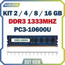 DDR3 2 / 4 / 8 / 16GB 1333MHz PC3-10600U DESKTOP DDR3 RAM KIT