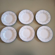 6 Antique Onnaing Nord White Blue Bread Flat Plates