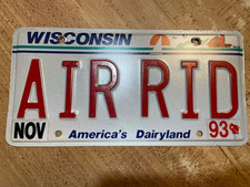 1993 WISCONSIN LICENSE PLATE VANITY WI AIR RIDE AIRRIDE SUSPENSION SPRING STRUT