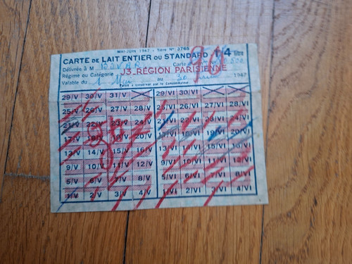 Rationnement carte de lait - rationnement,
