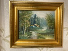 HUILE SUR TOILE MAISON AU BORD