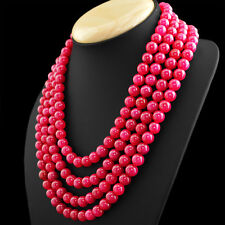 1056.00 CTS ENHANCED RUBY RARE 4 STRAND ROUND SHAPE BEADS NECKLACE (DG)