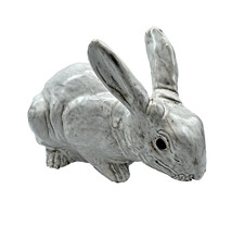 Antique Bavent Handmade French Pottery White Bunny Rabbit