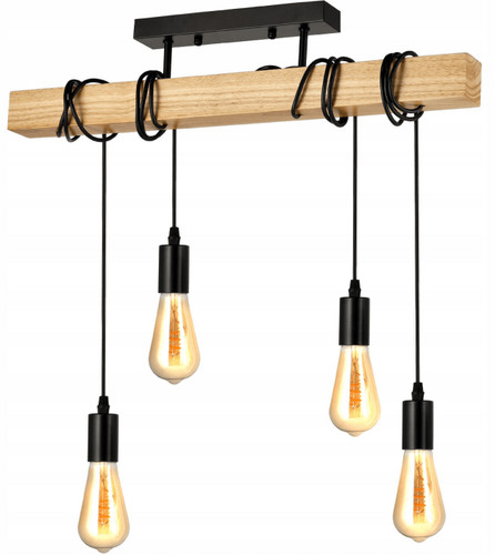 Suspension lampes e27 bois - 4,