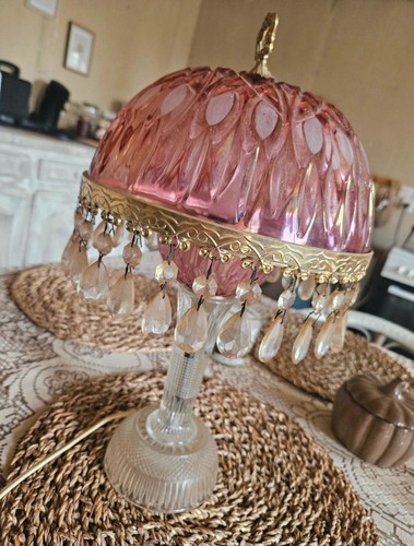 Lampe verre rose et - lampe,