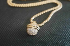 New/Davld/YurmanHalf/Moon/Diamond Pendant Necklace 17"