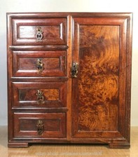 16" Ancient Chinese Dynasty Huali Wood Carve Square Furniture