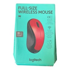 Logitech Full Size Wireless Mouse Red & Black Damaged Box NEW Tested