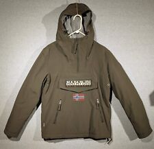 Napapijri Rainforest Winter Anorak Jacket Mens XS Olive Green Fleece Lined Hood