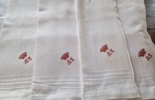 Antique linen: FOUR TOWELS - MONOGRAM EMBROIDERY RED CROWN
