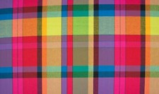 Tissu En Coton 100% Popeline Tartan Madras À Carreaux Arc-En-Ciel 005