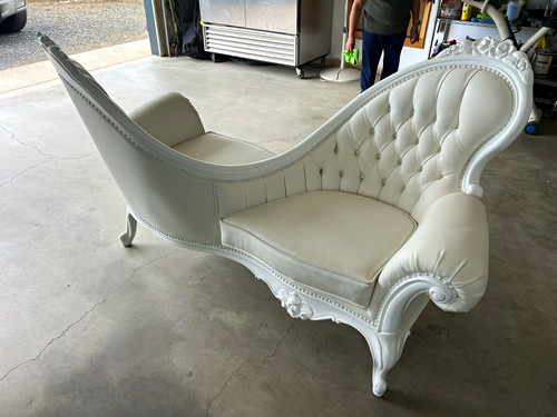 White faux leather - leather, tufted