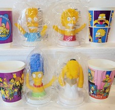 Simpsons 4 Cup Toppers & Cups Set from KFC Australia Homer, Bart, Marge, Lisa