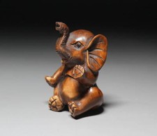 Ancien éléphant japonais NETSUKE - signé -okimono -rare du Japon